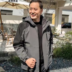 爸爸外套春秋季新款夾克可拆卸中老年人沖鋒衣男三合一爺爺上衣服